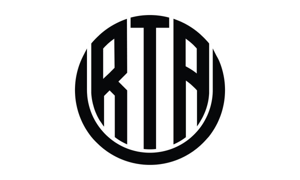 RTA shield in circle logo design vector template. lettermrk, wordmark, monogram symbol on white background.	