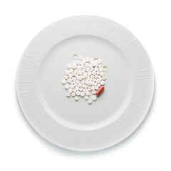 Pills on plate isolated on white