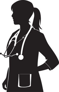 silhouette doctor with stethoscope clip art preview