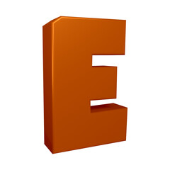 3D alphabet letter e in brown color for education and text concept