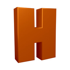3D alphabet letter h in brown color for education and text concept