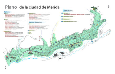 Mapa Turístico de la ciudad de Mérida Venezuela - obrazy, fototapety, plakaty
