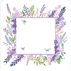 Romantic flotal  lavender watercolor frame