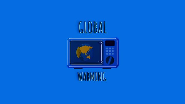 Global warming loop animation video. Earth in the microwave. 