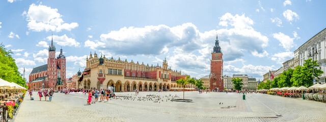 Panorama Hauptmarkt, Krakau, Polen 