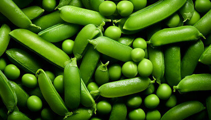 Green peas background, wallpaper, created with ai generative technology