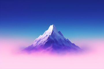 A stunning minimalist background of a single mountain unicake against a gradient sky, with a subtle texture adding depth. Generative AI