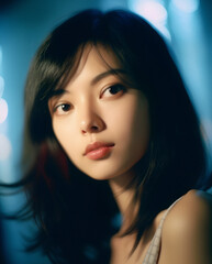Fototapeta premium Enchanting Asian Beauty: Generative AI Portrait