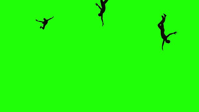Man Falling on a Green Screen Background
