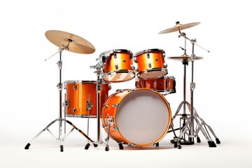 An orange drum set on a clean white background created with Generative AI technology