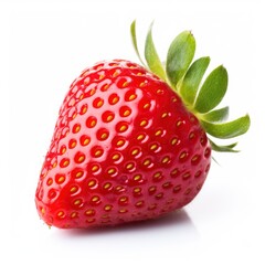 A ripe red strawberry on a clean white background created with Generative AI technology