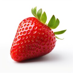A juicy red strawberry on a clean white background created with Generative AI technology