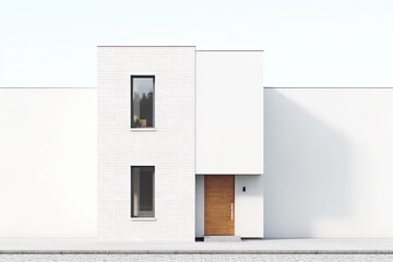 Drawing of a modern duplex home, alone. Generative AI