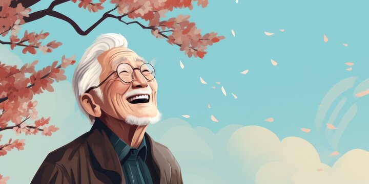 A grandpa is laughing, generative AI