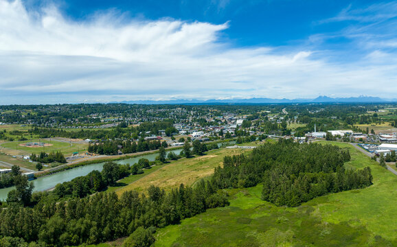 Ferndale Washington City Overview Beautiful Summer Day Sunny Clouds