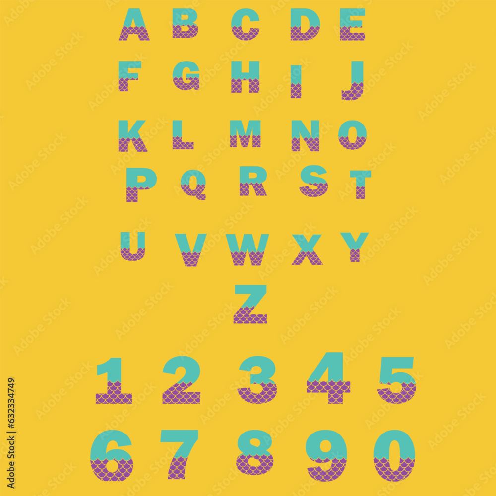 Fototapete vector alphabet set.print ready vector design for tshirt, mug and printing item. number bundle desig