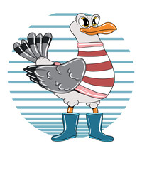 Funny Seagull Illustration Cute Seagull