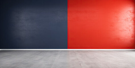 Empty blue red color texture pattern cement wall studio background. Used for presenting products for sale online. digital ai