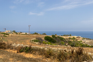 Fototapeta na wymiar Desert like fields in South Malta 