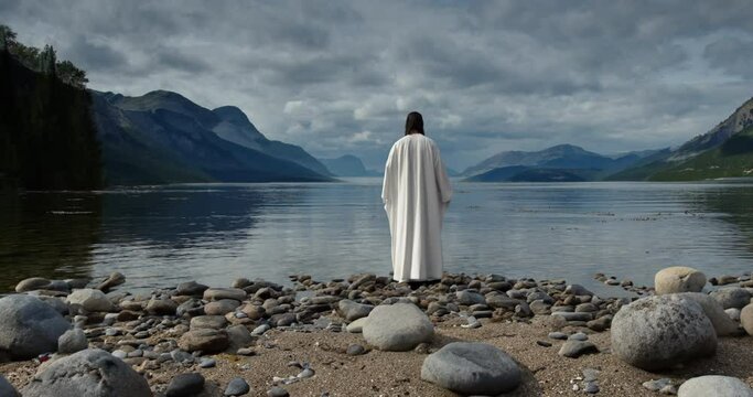 Jesus Standing by the Shores of the Sea of Galilee