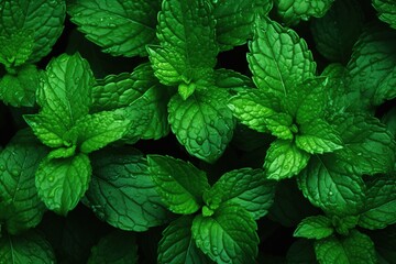 Fresh organic mint leafs background