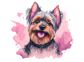 Vibrant Watercolor Illustration: Yorkshire Terrier Dog on Transparent Background - Generative AI