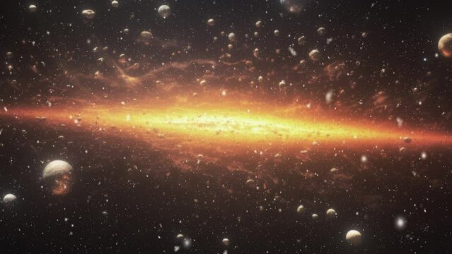 Cosmic background video. Stars, galaxy and cosmic dust.