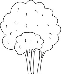 Doodle simple tree, Line art coloring page design element