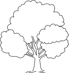 Doodle simple tree, Line art coloring page design element