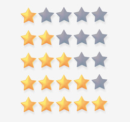 One to five rating stars icon for review product, internet website and mobile application on white backgrond vector. Stock infographics, customer service review