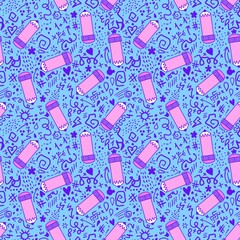 School pencil seamless blackboard doodle pattern for wrapping paper and fabrics and kids clothes print