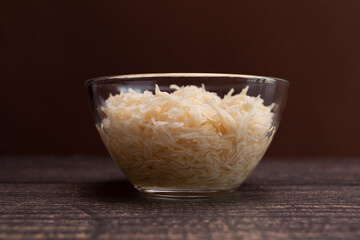 Closeup Homemade Celeriac Salad In Glass Bowl. Pickled Vegetable On Table. Superfood, Healthy...