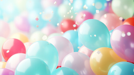 Colorful balloons with bokeh effect background. 3d rendering
