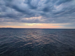 Obraz premium Sunset over the sea, Island of Vir, Croatia