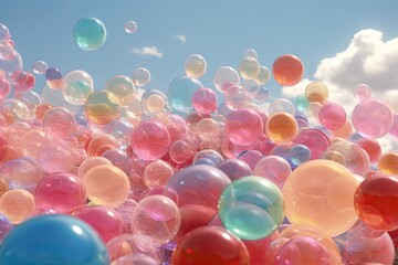 Different-colored soap bubbles in the air (). Generative AI
