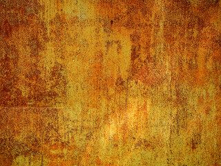 Old meatal surface with rust and abstract shapes. Background for design purpose. Warm orange color.