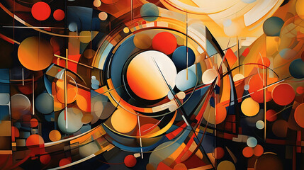 Abstract background of colored circles on a dark background - modern painting - Genarative AI
