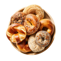 Delicious Basket of Bagels Isolated on a Transparent Background  - obrazy, fototapety, plakaty