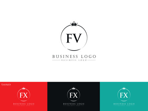 Luxury FV vf Crown Logo, Minimalist Fv Logo Icon Vector Letter Design