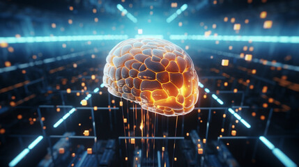 Flying Inside Artificial Intelligence Abstracr Digital Brain