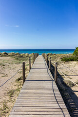 Fototapeta na wymiar View of beautiful Son Bou Beach in Menorca (Spain)
