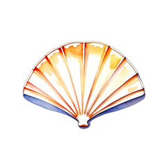 watercolor seashell isolated on transparent png or white background, generative ai, watercolor shell illustration for design
