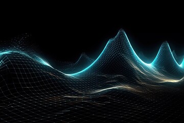 Backdrop for science fiction that is futuristic and abstract with blue neon lights. Generative AI