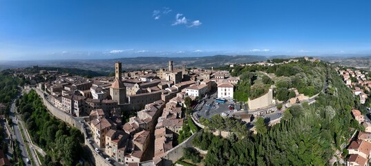 Naklejka premium Aerial view of the ancient village of Volterra, Tuscany, Italy