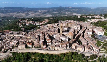 Fototapeta premium Aerial view of the ancient village of Volterra, Tuscany, Italy