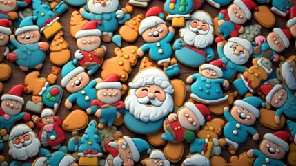 Fototapeta na wymiar Christmas gingerbread cookies on a wooden background, close-up.