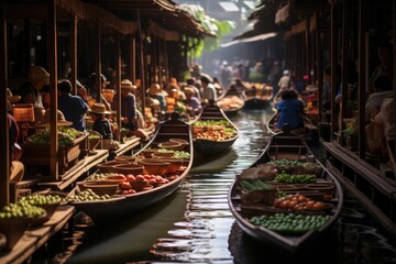 Fototapeta premium Floating Markets in Thailand travel destination picture