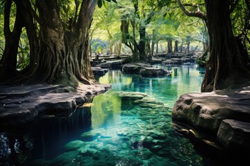 Naklejka premium Erawan National Park in Thailand travel destination picture