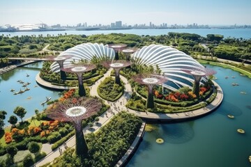 Gardens by the bay in Singapore travel destination picture - obrazy, fototapety, plakaty