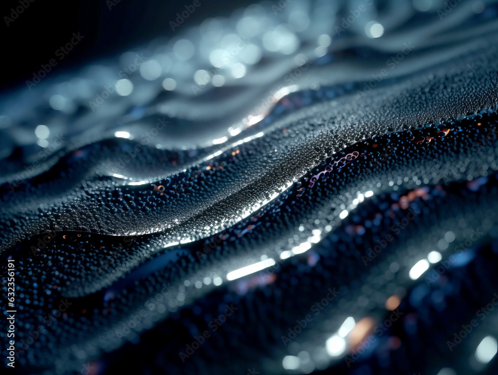 Poster abstract water drops on a dark blue background macro close up. generative ai
